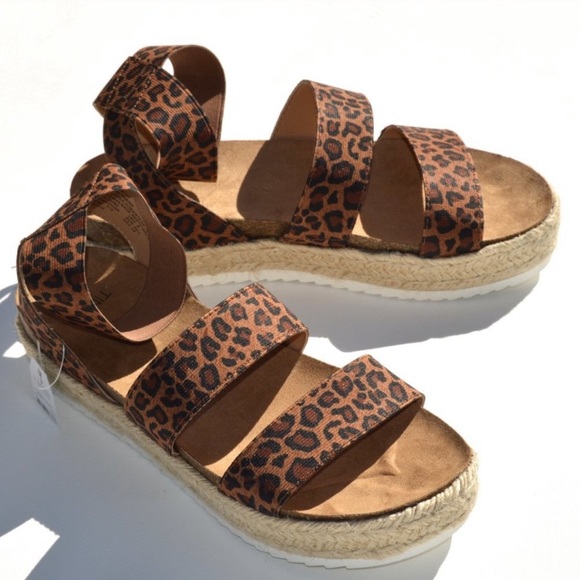 Leopard Print Espadrille Platform Sandals NWT - Picture 4 of 8